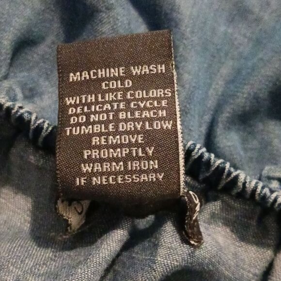 Chelsea & Theodore Denim Off the Shoulder Ruffle Mini Dress Blue Size L - Picture 12 of 12